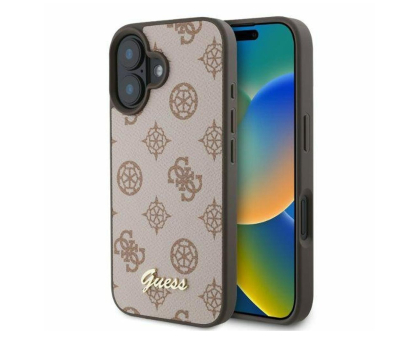 Etui / obudowa na smartfona Guess Peony Script Logo do iPhone 16 brązowy